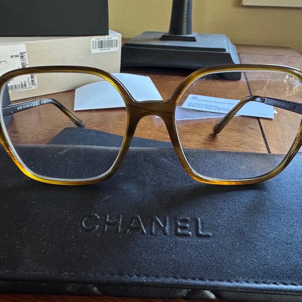 Chanel Rectangle Brown Eyeglasses, preowned